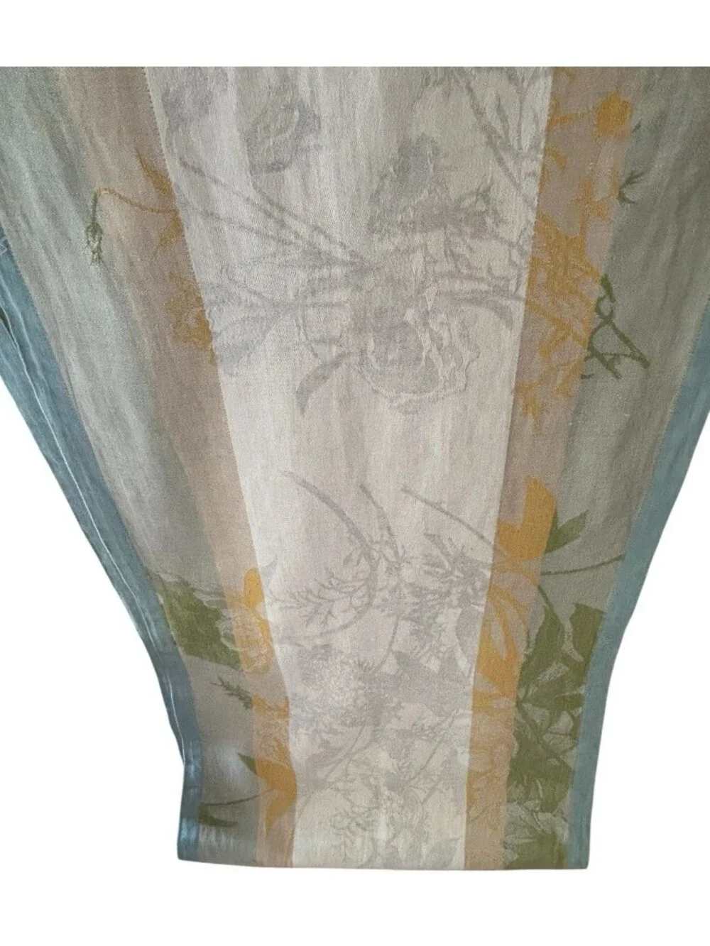 WILLIAMS SONOMA Jacquard Table Runner Botanical Butterfly Muted Green Gold 104
